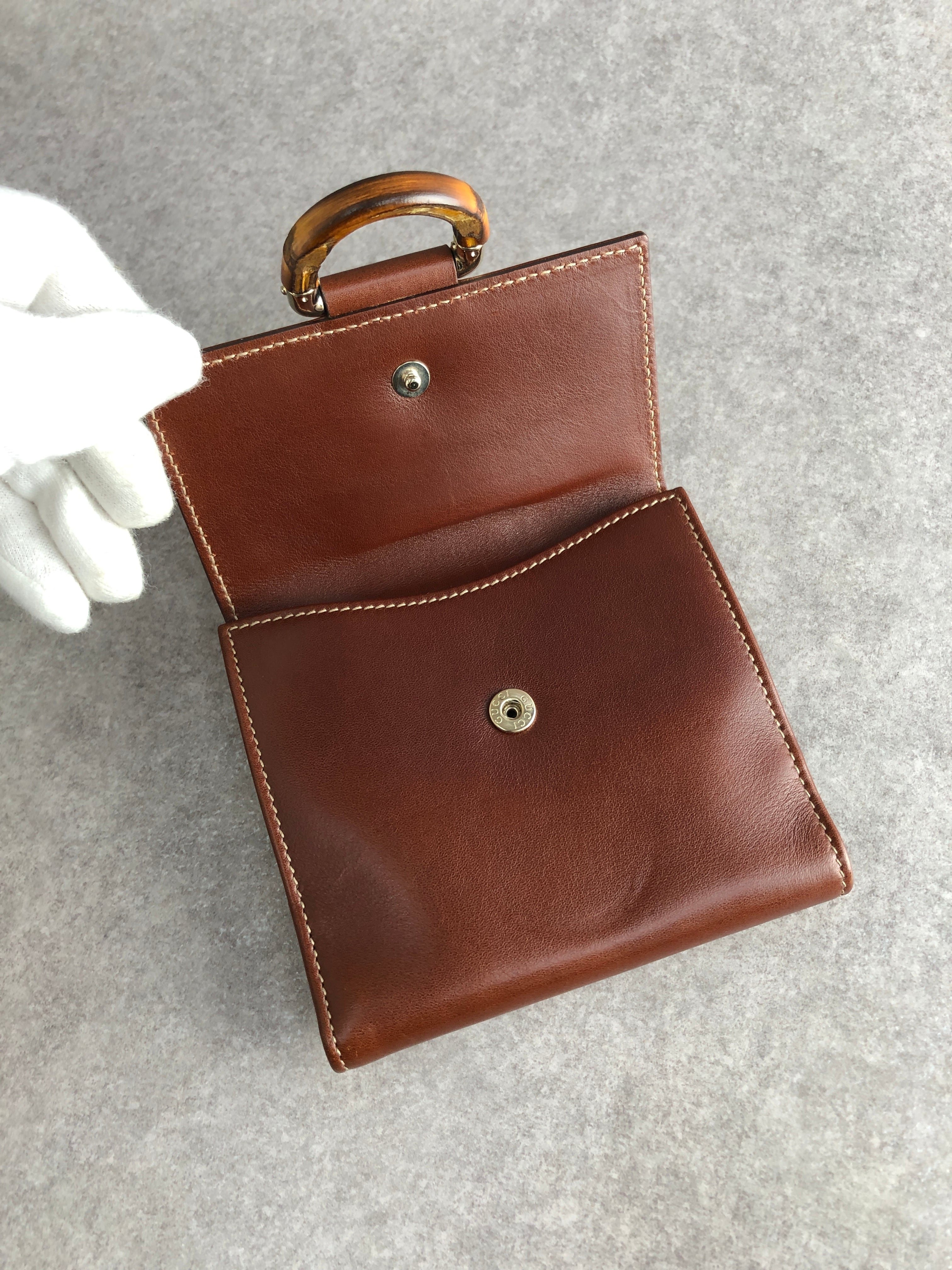 GUCCI グッチ 財布 ブラウン バンブー レザー 2つ折り vintage