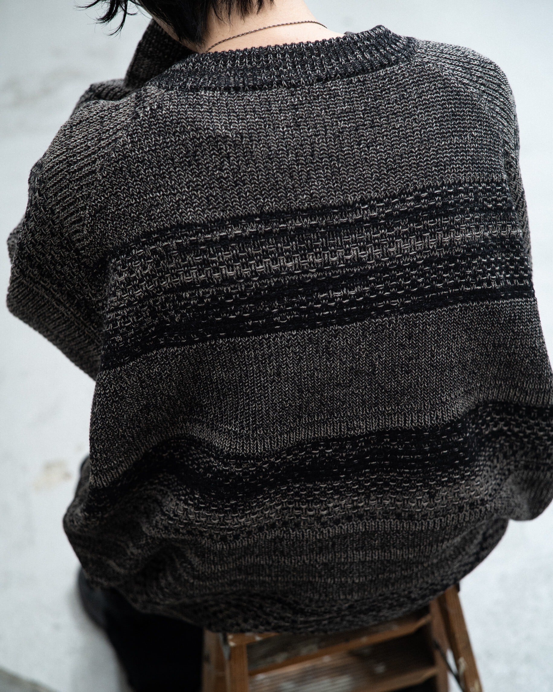 O-project 2024AW “CREW NECK KNITWEAR” COLOR : NATURAL / BLACK