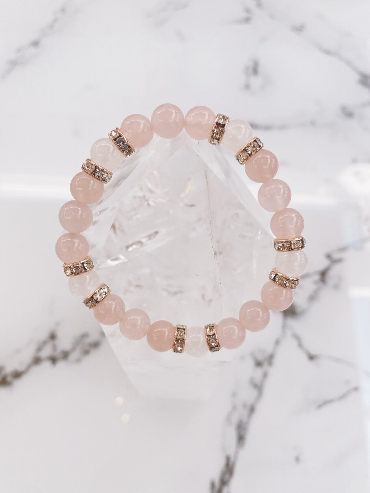 ローズクオーツ・スノークオーツ・ロンデルピンク =女性の美を輝かせる、自由と純粋= 28-4-2