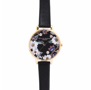 【Olivia Burton】 腕時計 ブラック&フラワリー♡