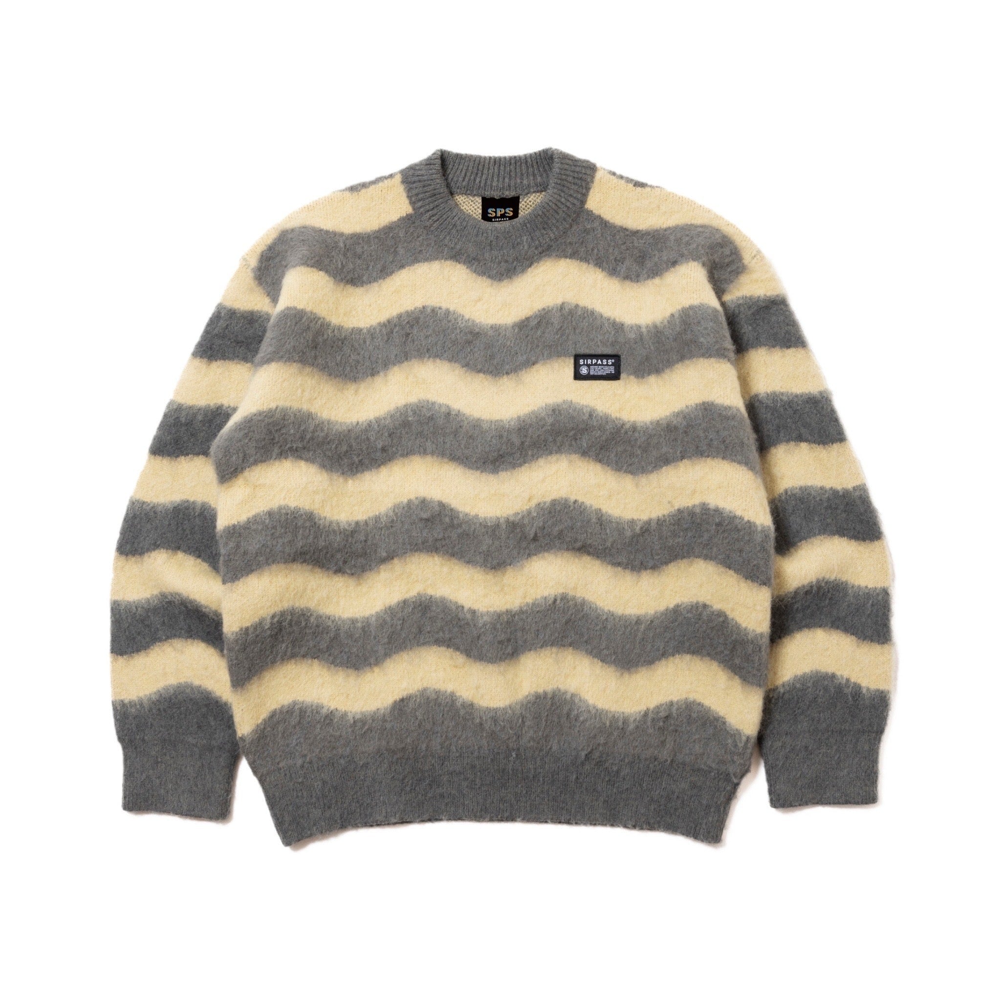 BORDER MOHAIR SWEATER MINT＆BROWN | SIRPASS