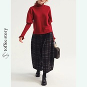 【2color】月の袖、羊のぬくもり – タートルネックのパフスリーブニット《P0314》