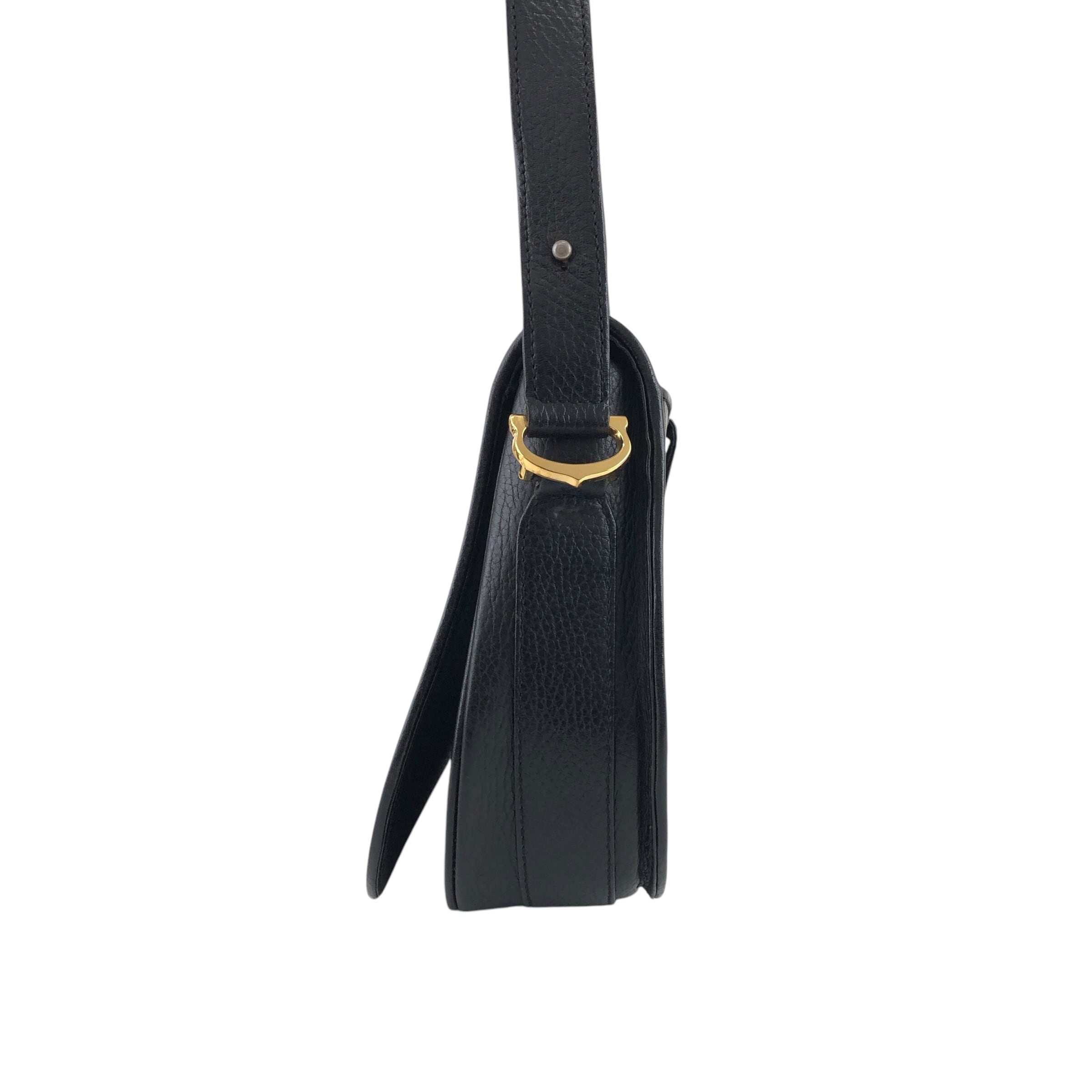 Cartier カルティエ ショルダーバッグ ブラック レザー vintage