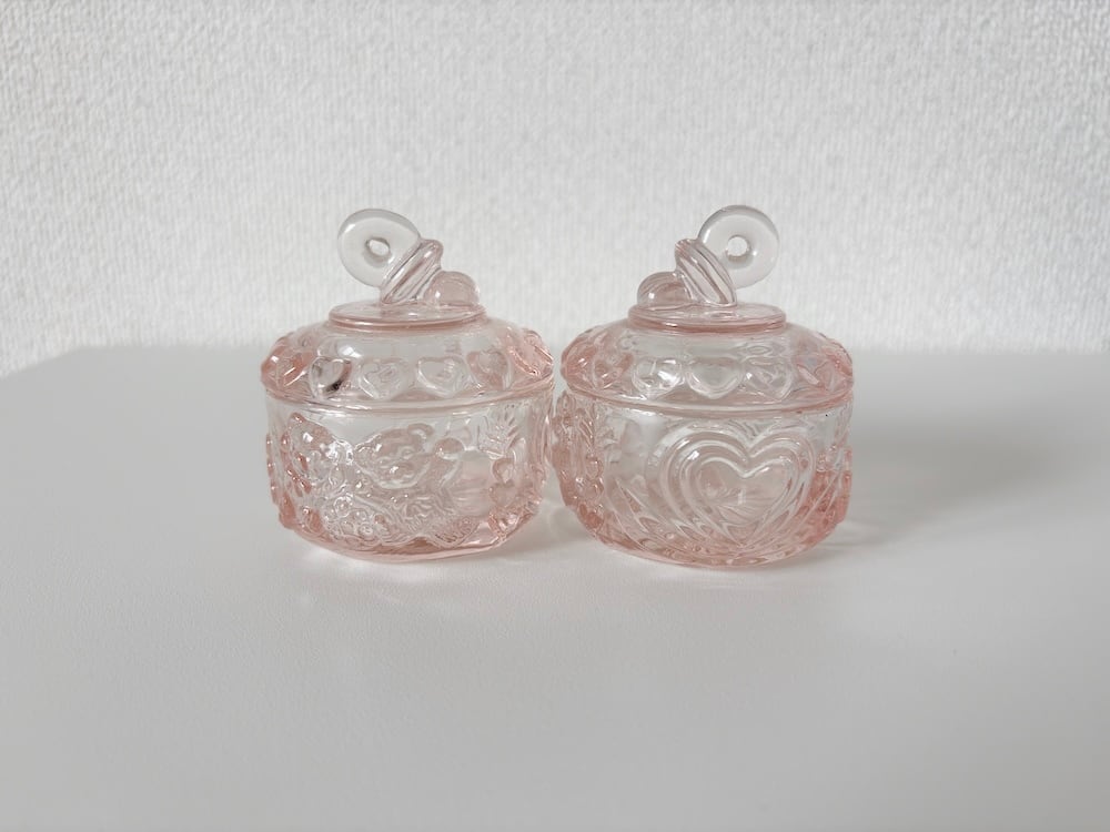 くま✖️ハートのカラスの小物入れ2個セット/ Set of 2 Bear & Heart Motif Small Containers