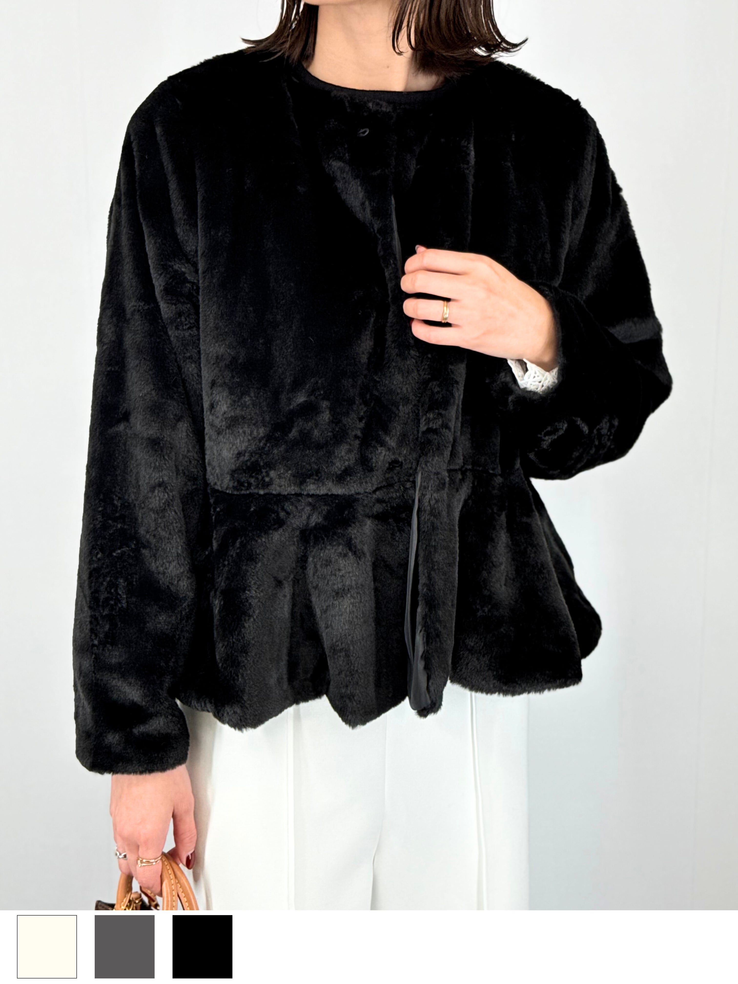 エコファーショートペプラムジャケット