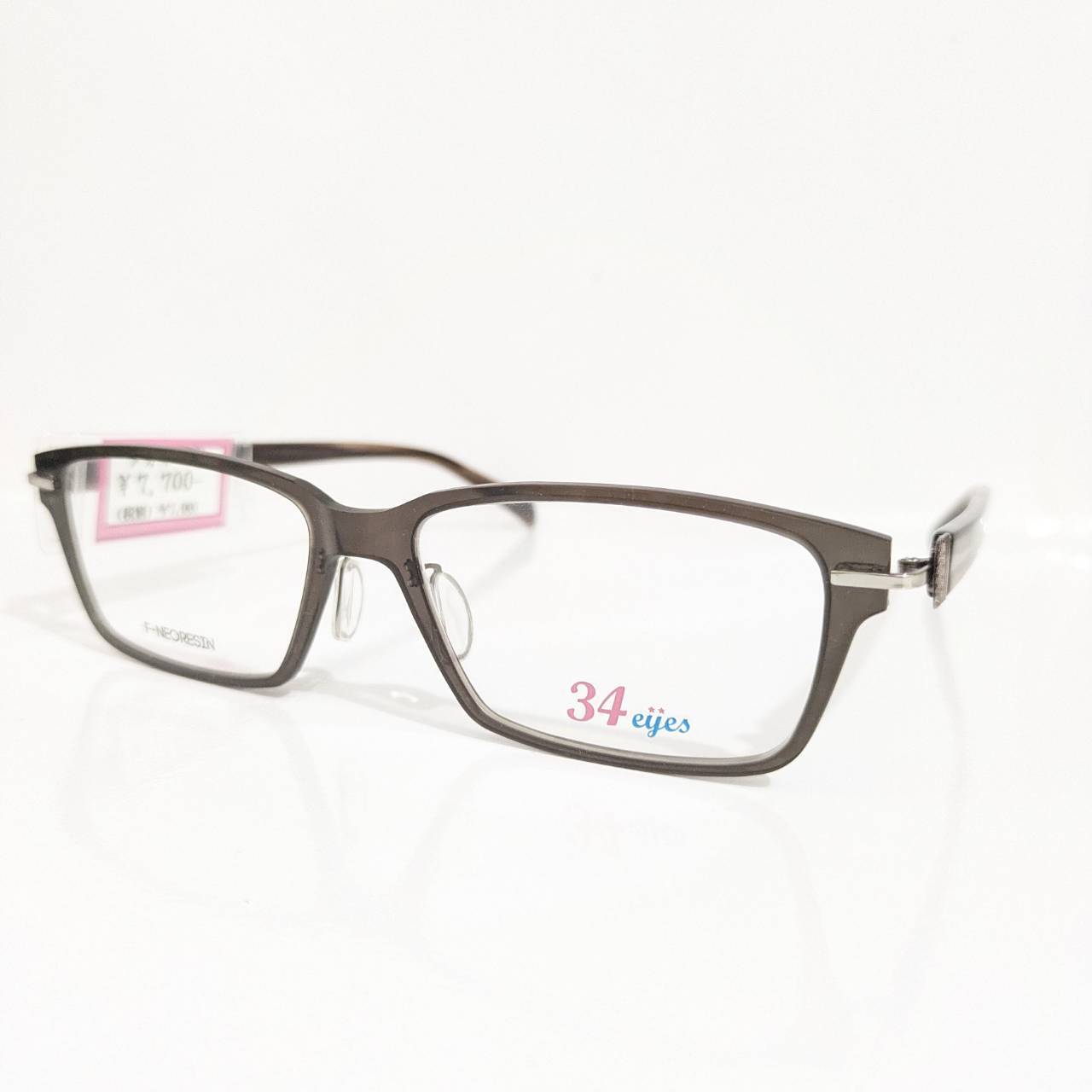 【34eyes】スクエアメタルフレーム ブラウン