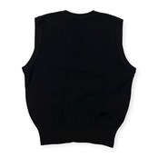 Black & White ブラックアンドホワイト ケーブル編み Vネック ウールニットベスト サイズ M /ブラック&ホワイト/ゴルフ/日本製