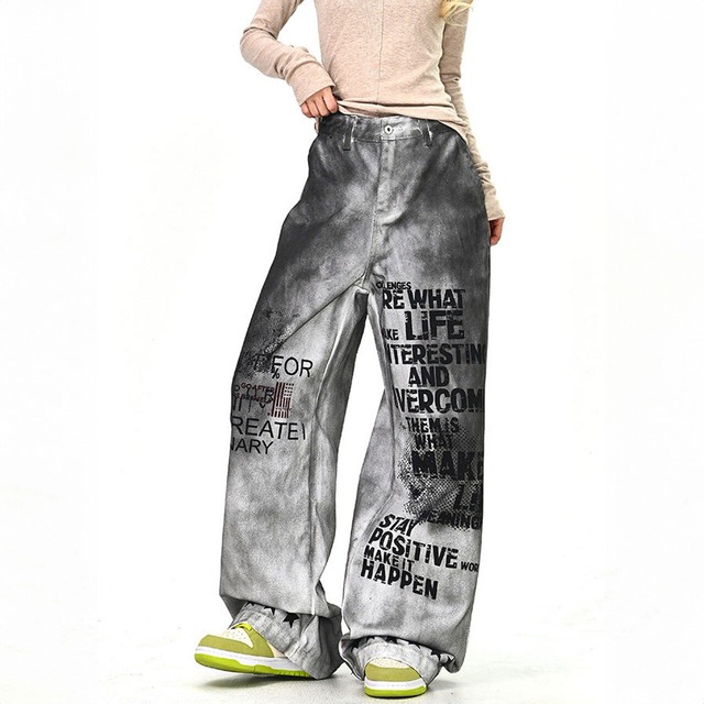 スプレータッチメッセージワイドパンツ 1col   R01694