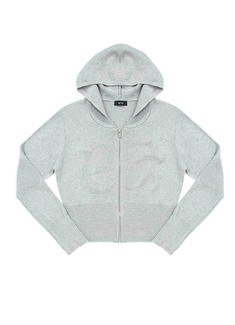 ason 　アズオン　韓国アウター as”on] PUNCHED KNIT HOOD ZIP-UP / GRAY 正規品 韓国ブランド 韓国