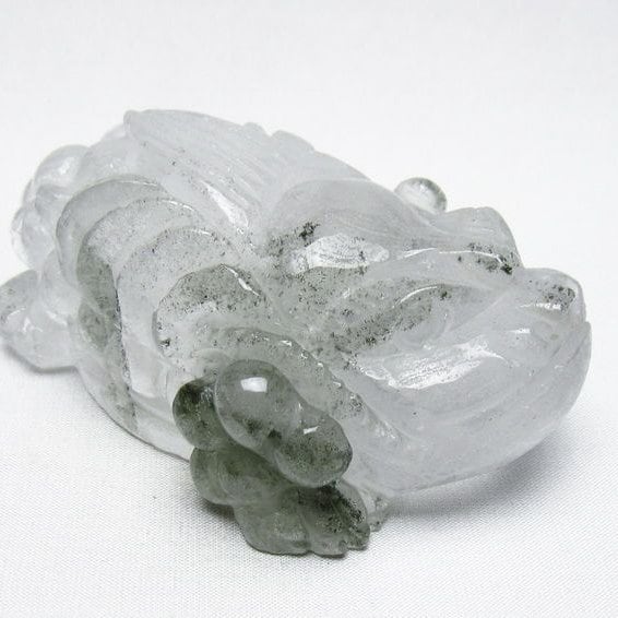 水晶 手彫り-卓上置物-キンセン-金蟾 ガーデンクォーツ 一点物 154-96