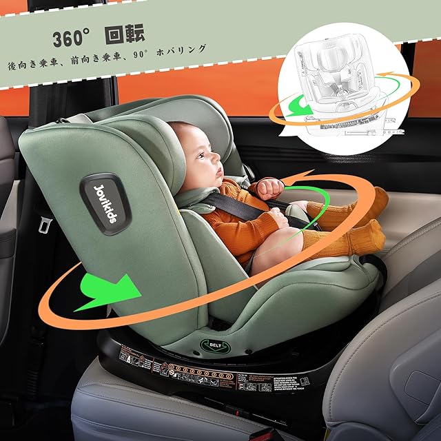 Jovikids チャイルドシート ISOFIX、 0か月~12歳頃 360°回転式 i-Size
