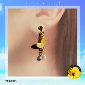 【委託販売】MIHANADA 旅する魔法のジュエリー 八重山『南風（はいかじ）に揺れる花』 ハートのイヤリング（クリスタル）MHND05