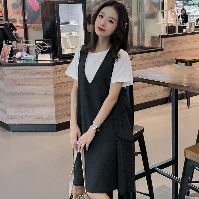 【新作】【送料無料】 マタニティ服サマーOネックシックな無地産褥のTシャツセット服妊婦ゆったりスタイリッシュ2枚 夏物 ソリッドカラー AL expec398776952009