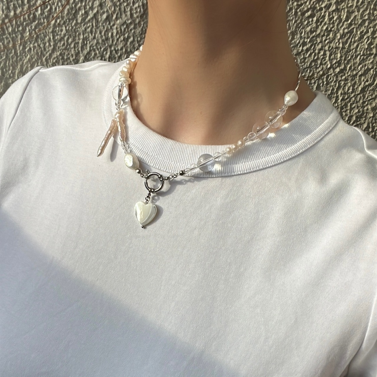 【2way】クリア×バロックパールネックレス［SSN057］