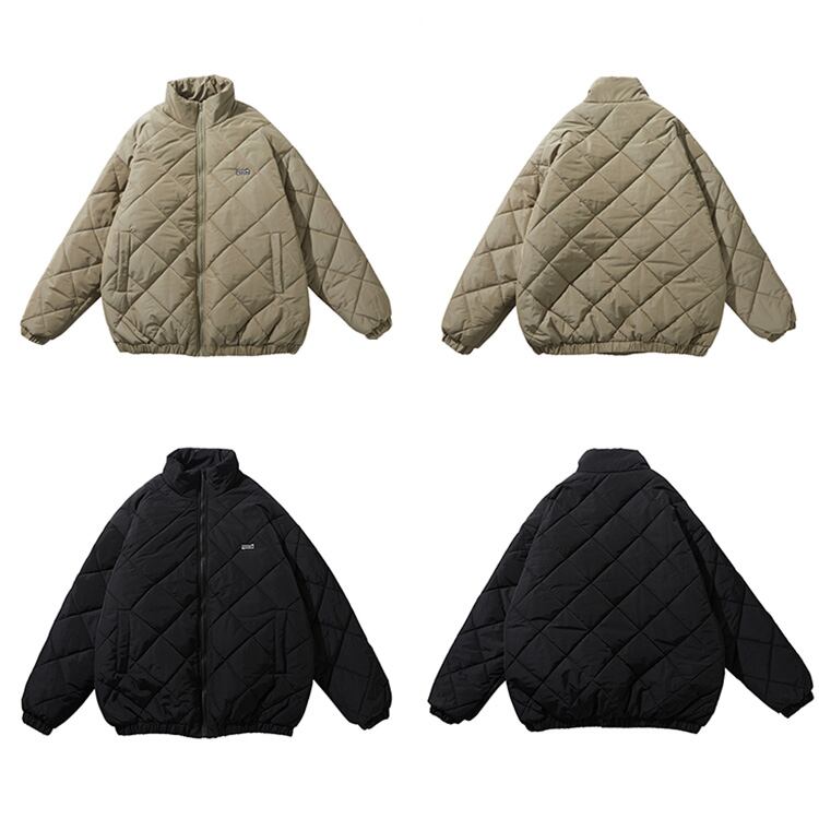 ★RETRO LOZENGE COTTON STAND COLLAR COAT　　　20372