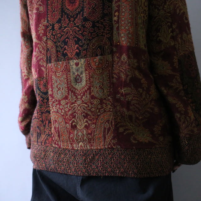 multi switching fabric pattern gobelin china shirt jacket