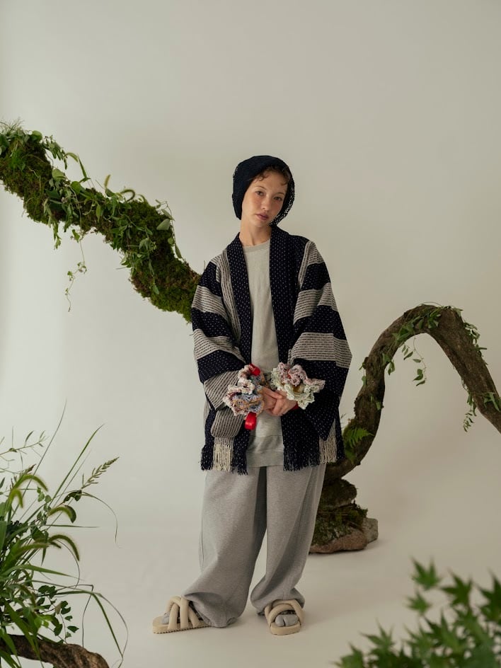 羽織 / 久留米絣 / layout stripe / navy | KIMONO ARCH