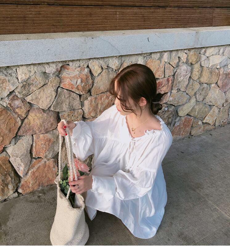 ミニワンピースチュニックシャツ パフスリーブ バルーンスリーブ 