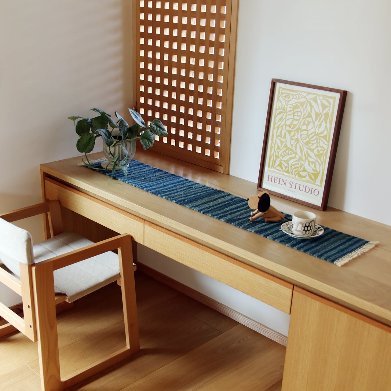 草木染め 手織りテーブルランナー - テーブル用品
