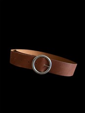 vintage leather round buckle belt-5221-4