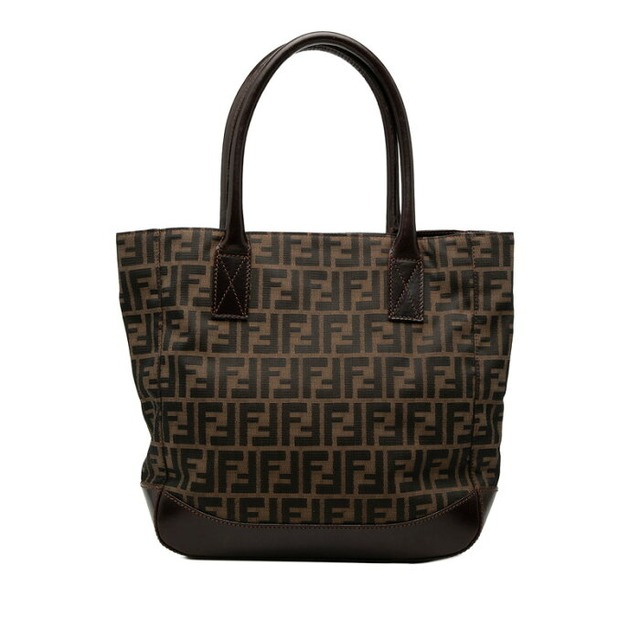 フェンディ ズッカ トートバッグ 71-16328 ブラウン キャンバス レザー レディース FENDI 【中古】