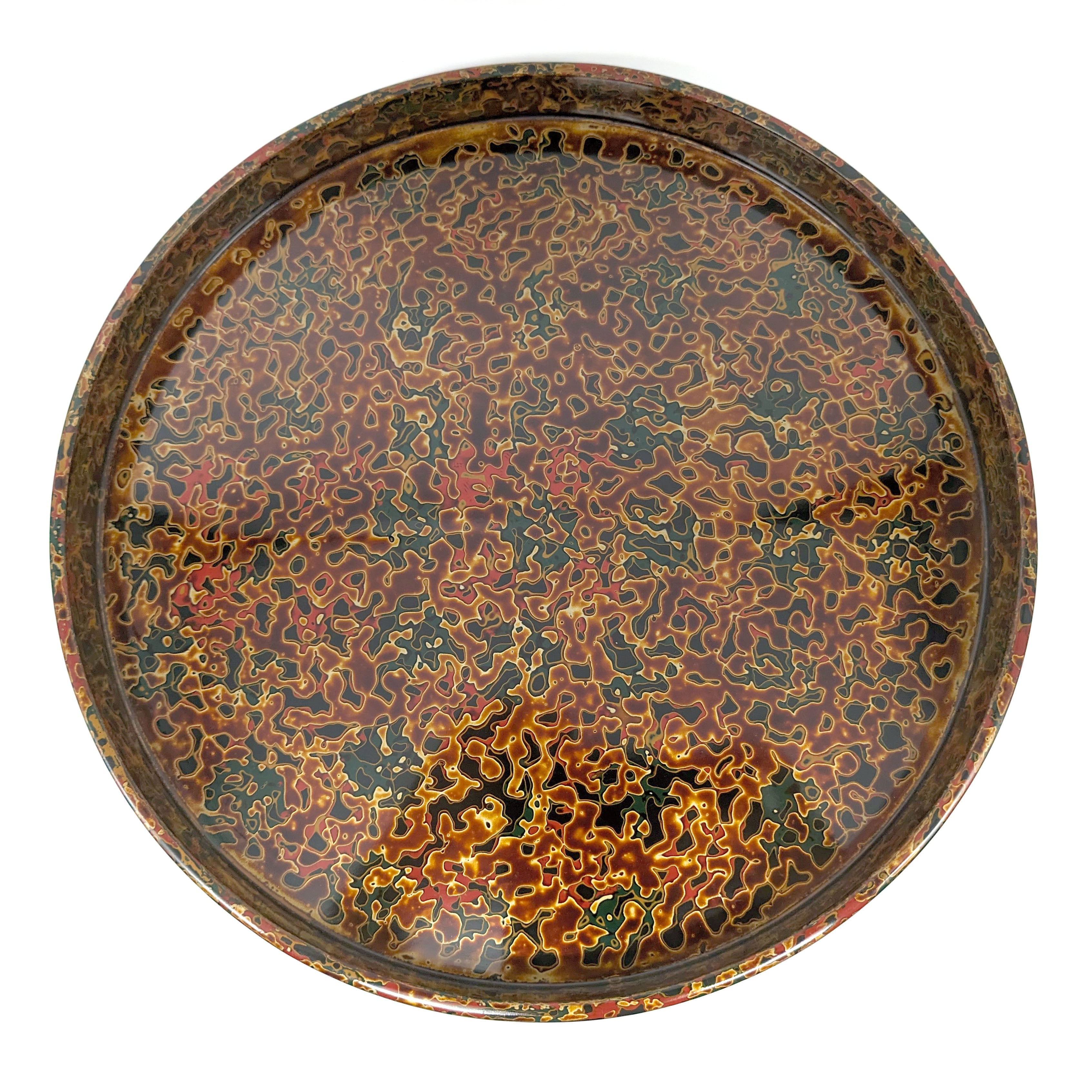 津軽塗（唐塗）バカ塗り・丸盆・トレー・漆器・No.230907-11・梱包