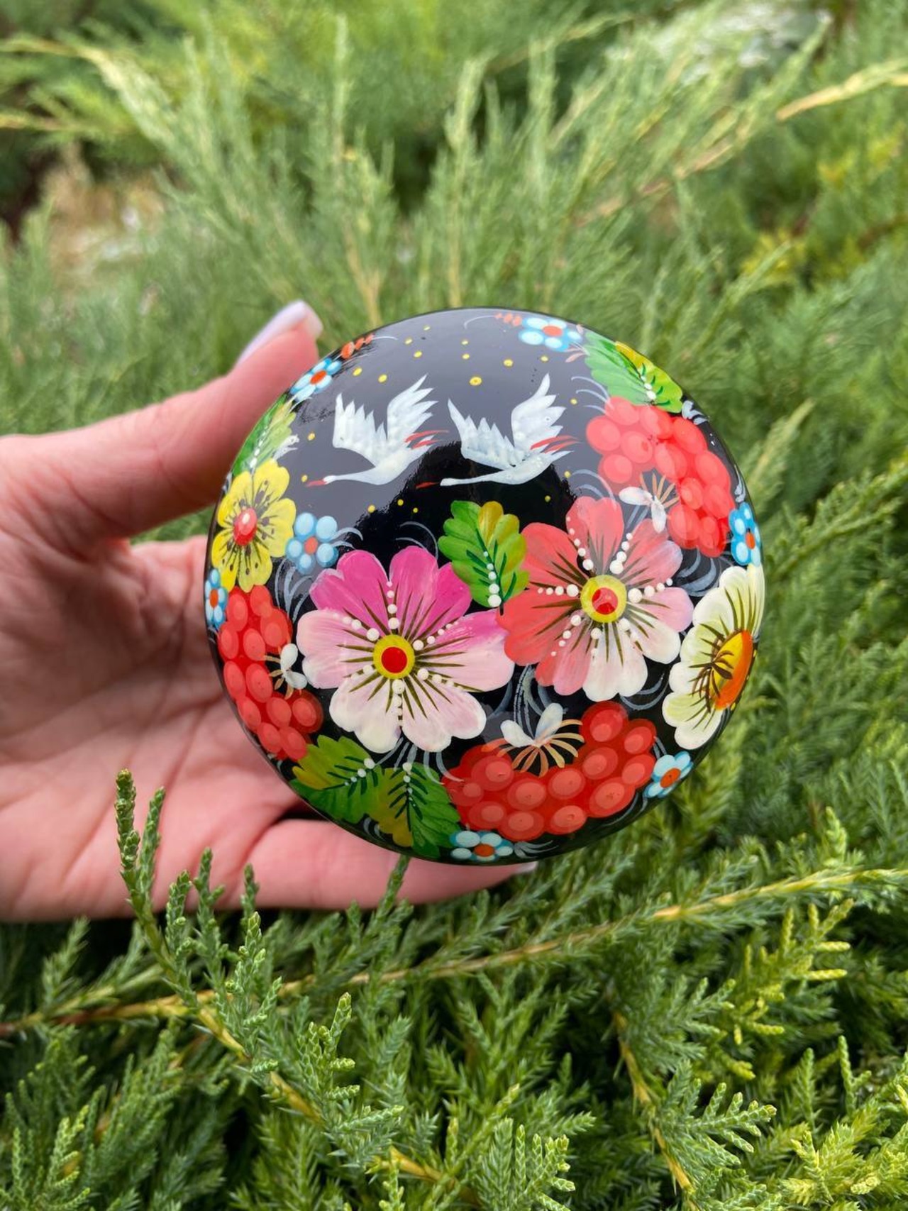 ペトリキウカ塗りのジュエリーボックス（人間国宝ホメンコ作）ウクライナ製 - 16