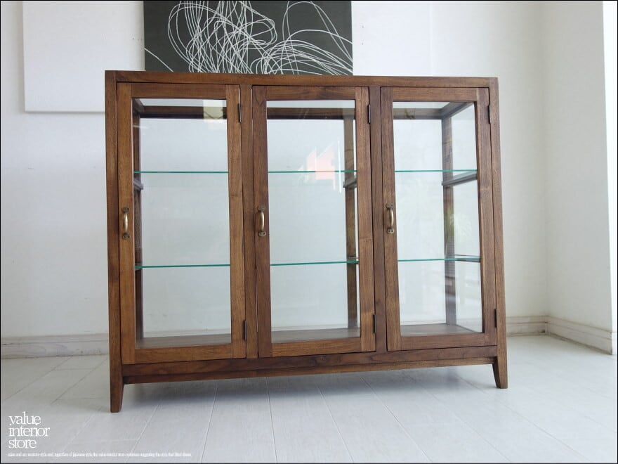 「 ウノサワ様 サイズオーダーケース 」 チーク総無垢 ガラスパンケース’80W ショーケース 陳列ケ-ス 飾り棚 店舗什器 キャビネット ハンドメイド 手作り家具 三大銘木 送料無料