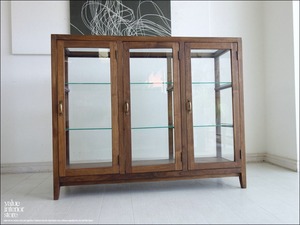 「 ウノサワ様 サイズオーダーケース 」 チーク総無垢 ガラスパンケース’80W ショーケース 陳列ケ-ス 飾り棚 店舗什器 キャビネット ハンドメイド 手作り家具 三大銘木 送料無料