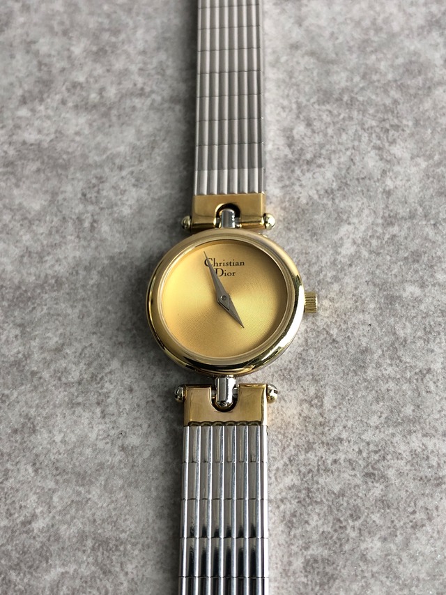 Christian Dior クリスチャン ディオール 腕時計 シルバー×ゴールド ステンレススチール 3025クウォーツ vintage ヴィンテージ オールド h2x5fz