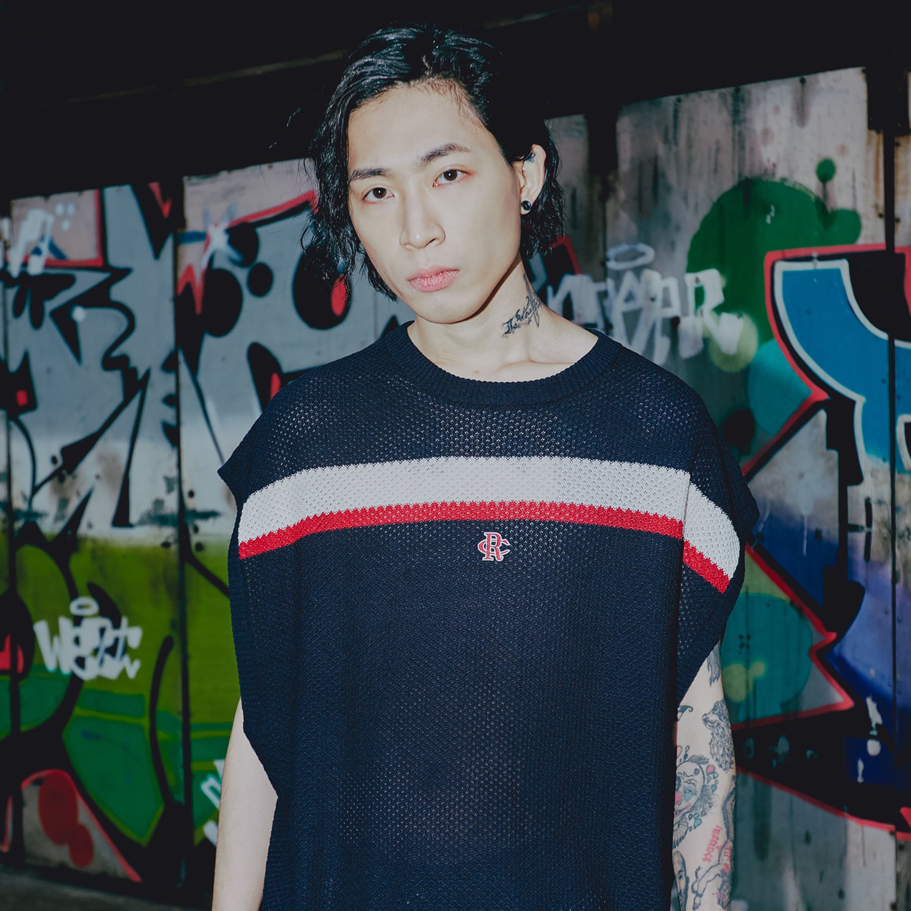 ROMANTIC CROWN ♥DOUBLE LINE WAFFLE KNIT VEST/追跡付 DOUBLE LINE WAFFLE KNIT VEST_NAVY | ROMANTIC CROWN