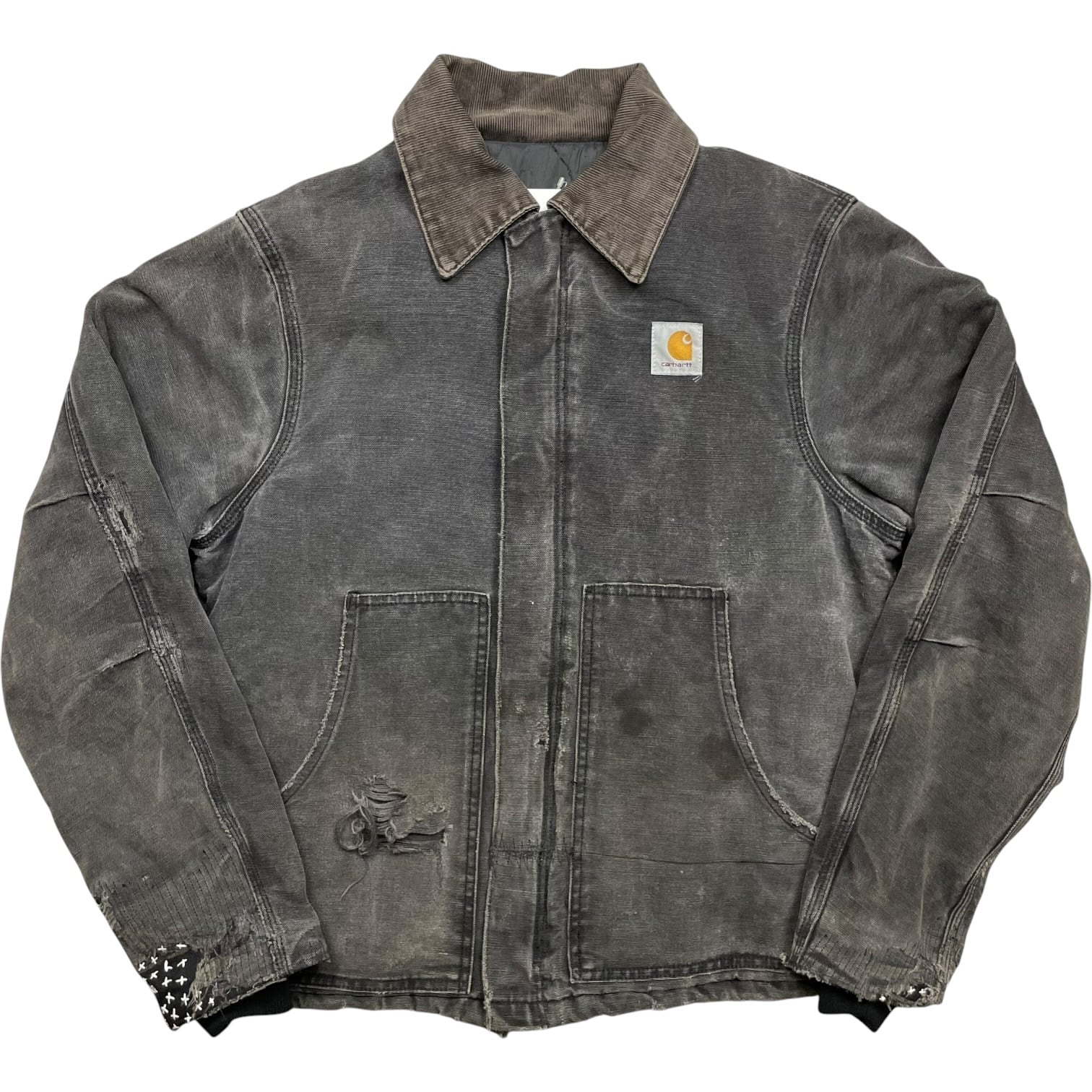 《M》Carhartt カーハート トラディショナルジャケット 短丈 フェード 襟コーデュロイ ブラック no.10574