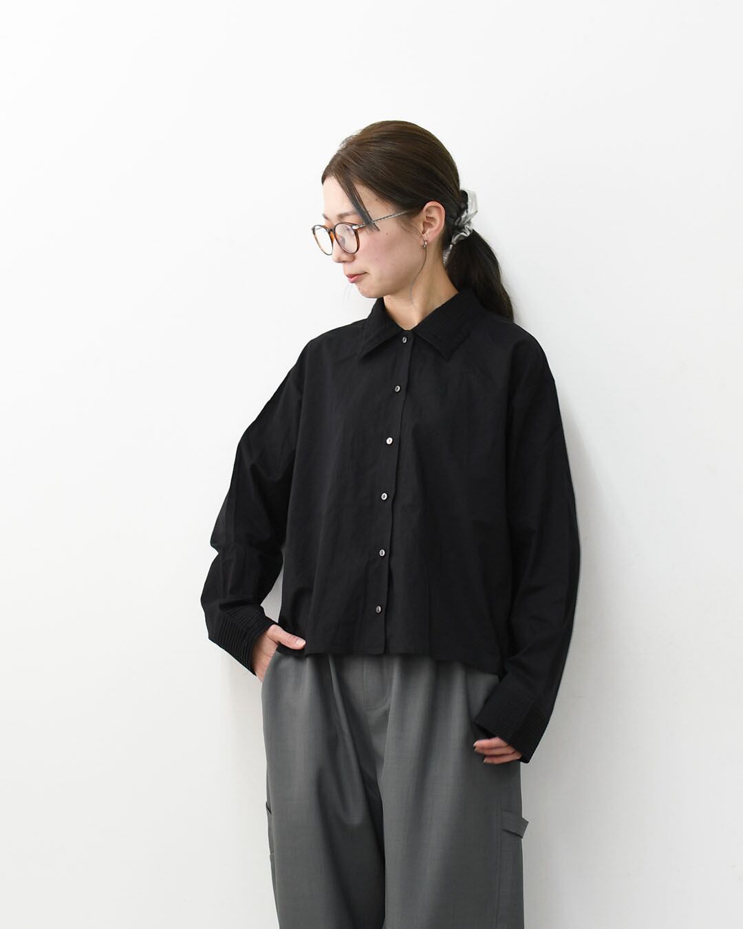 mizuiro ind [ミズイロ インド] pin tuck collar shirt [1-230126