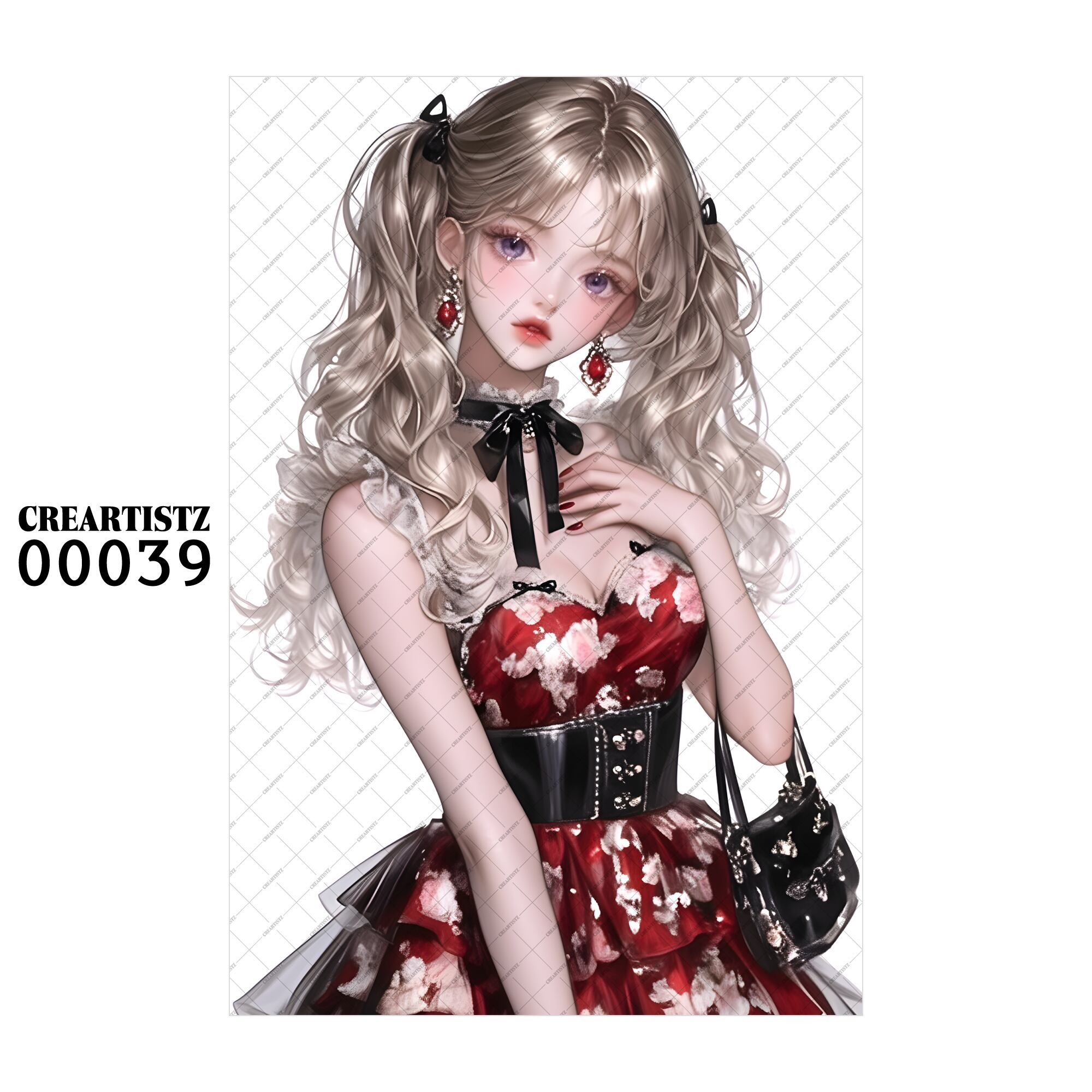 00039 ガール キュート オリジナル ペーパー/ステッカー 4枚セット CREARTISTZ