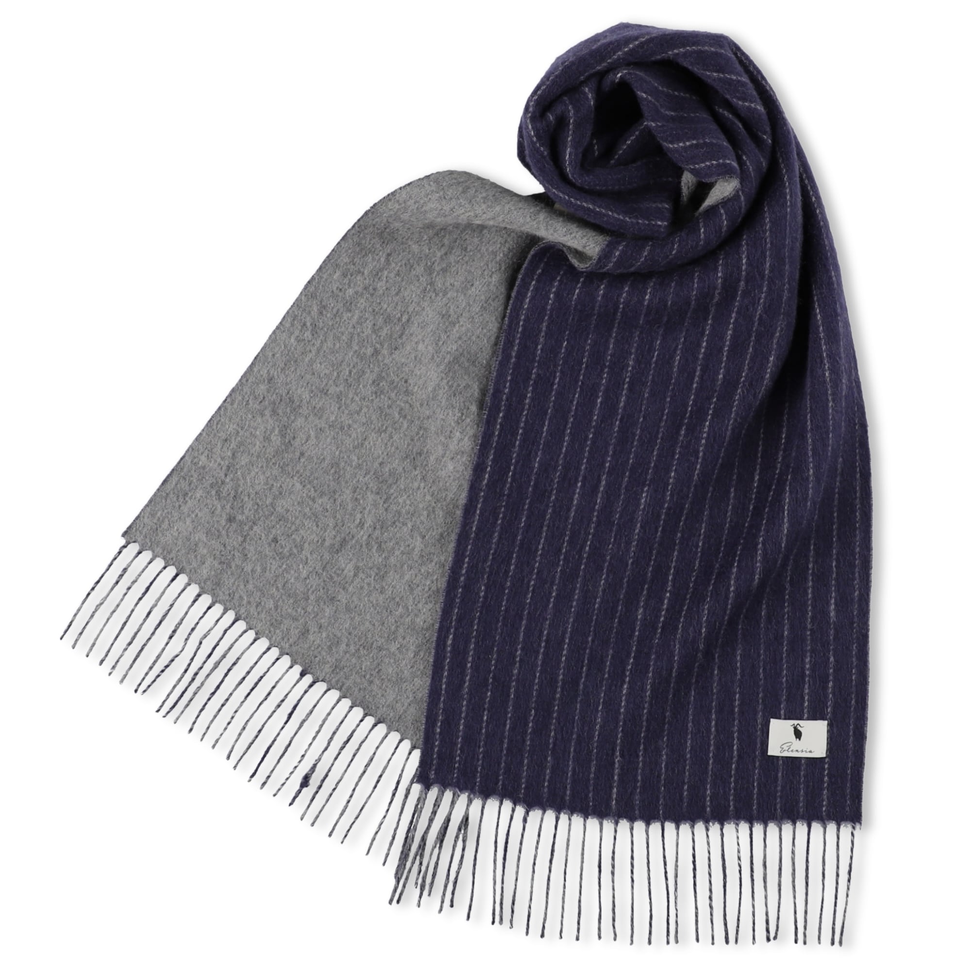 Elensia】カシミヤブレンドチェックマフラー <ネイビー> | Elensia