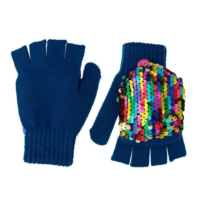 M2480R-1-Rainbow Sequin Knitted Gloves 3-6 Years-RAINBOW