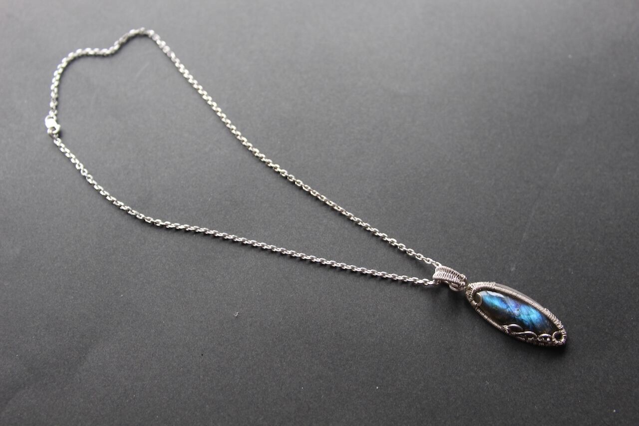 Labradorite silver 925 wire wrapping pendant