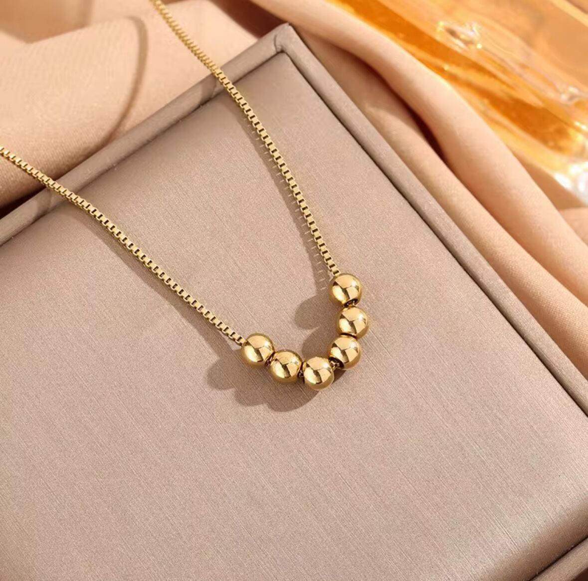金アレ対応 ゴールドビーズネックレス(01010)