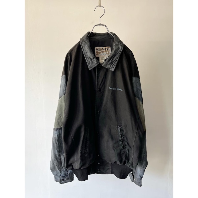 -MID WEST- leather switching cotton jacket