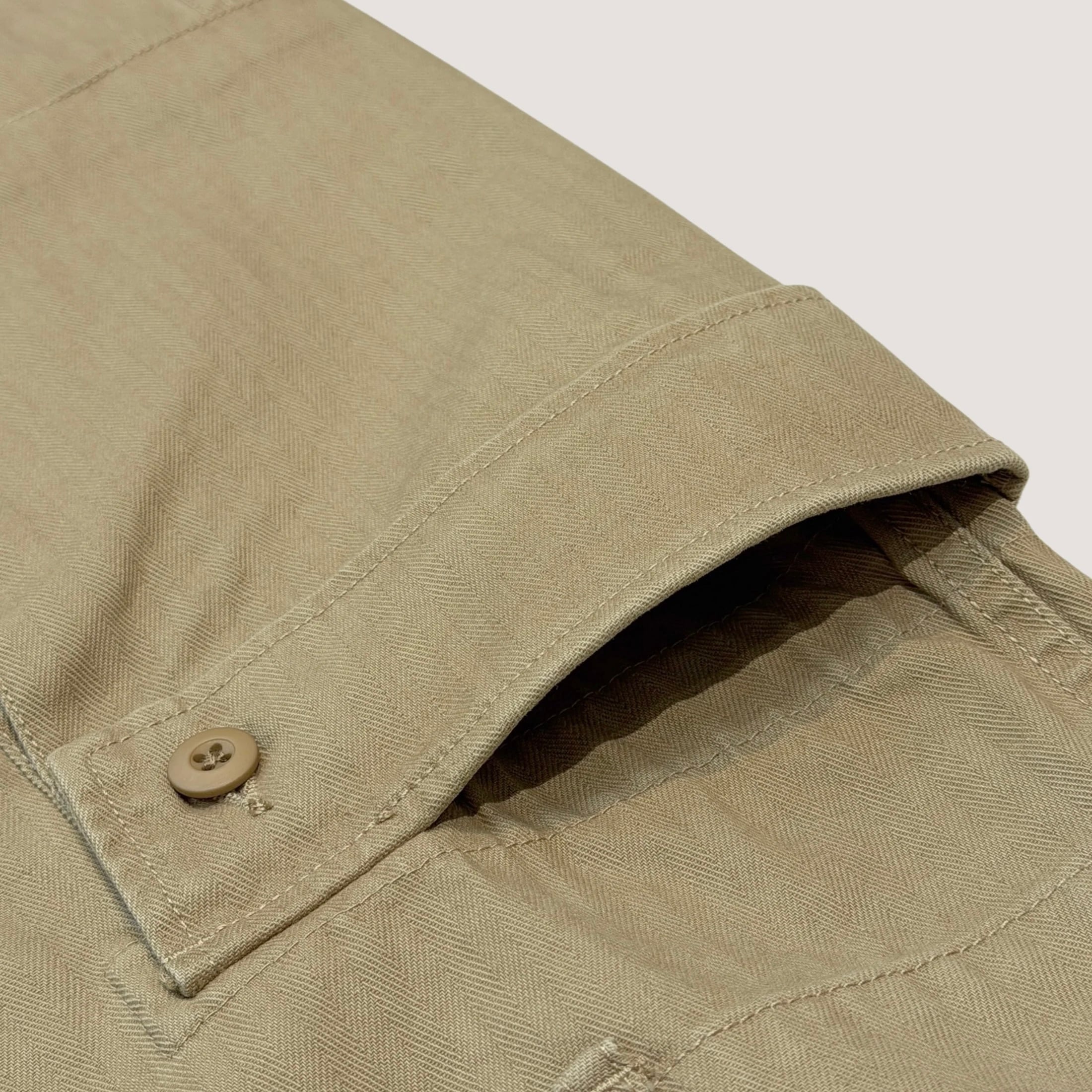 WOODBLOCK】 W-44 HERRINGBONE CARGO PANTS (Khaki) | 火ノ鳥OnlineStore