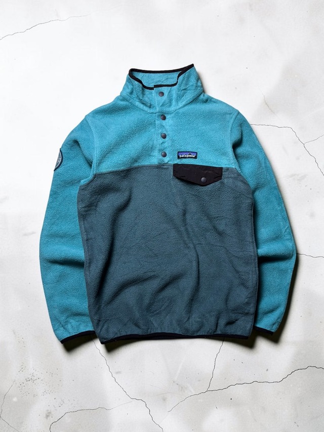 Patagonia Synchilla Two Tone Snap-T Fleece Pullover Ice Blue × Gray