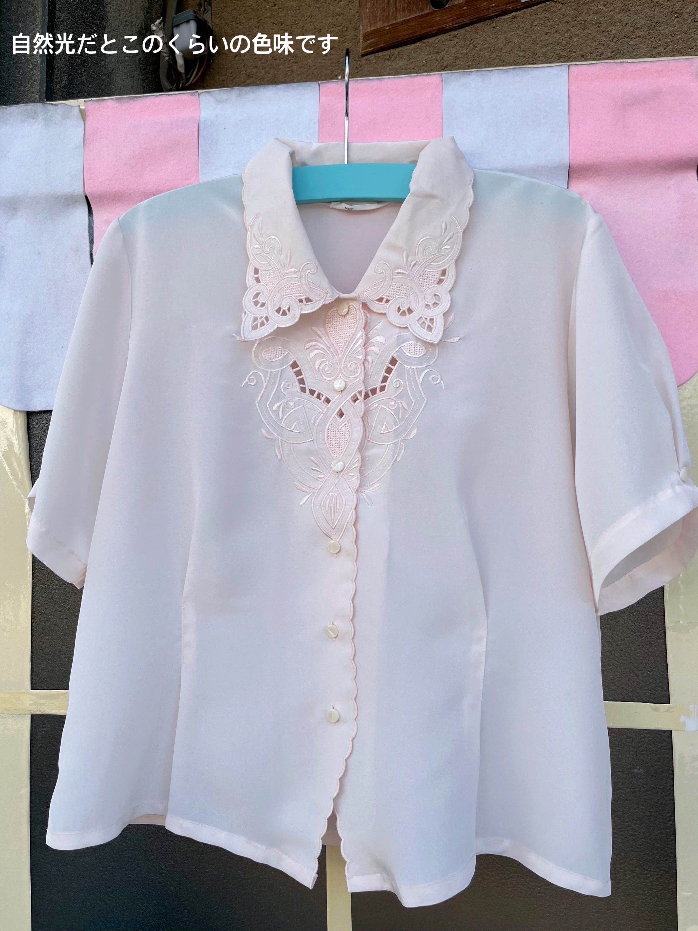 hidden heart pale pink blouse