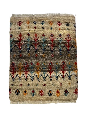 GABBEH 「生命の樹とお花」ウール100％ 草木染め 約58x 43cm SHIRAZ産