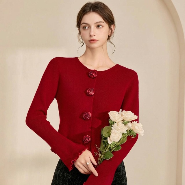 Rose button cardigan 00286