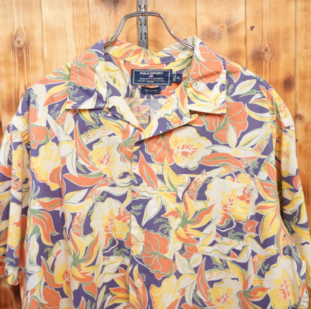 希少Ralph Lauren ポロ スポーツ　レーヨン　オープンカラー サイズＭ 希少Ralph Lauren ポロ スポーツ レーヨン オープンカラー