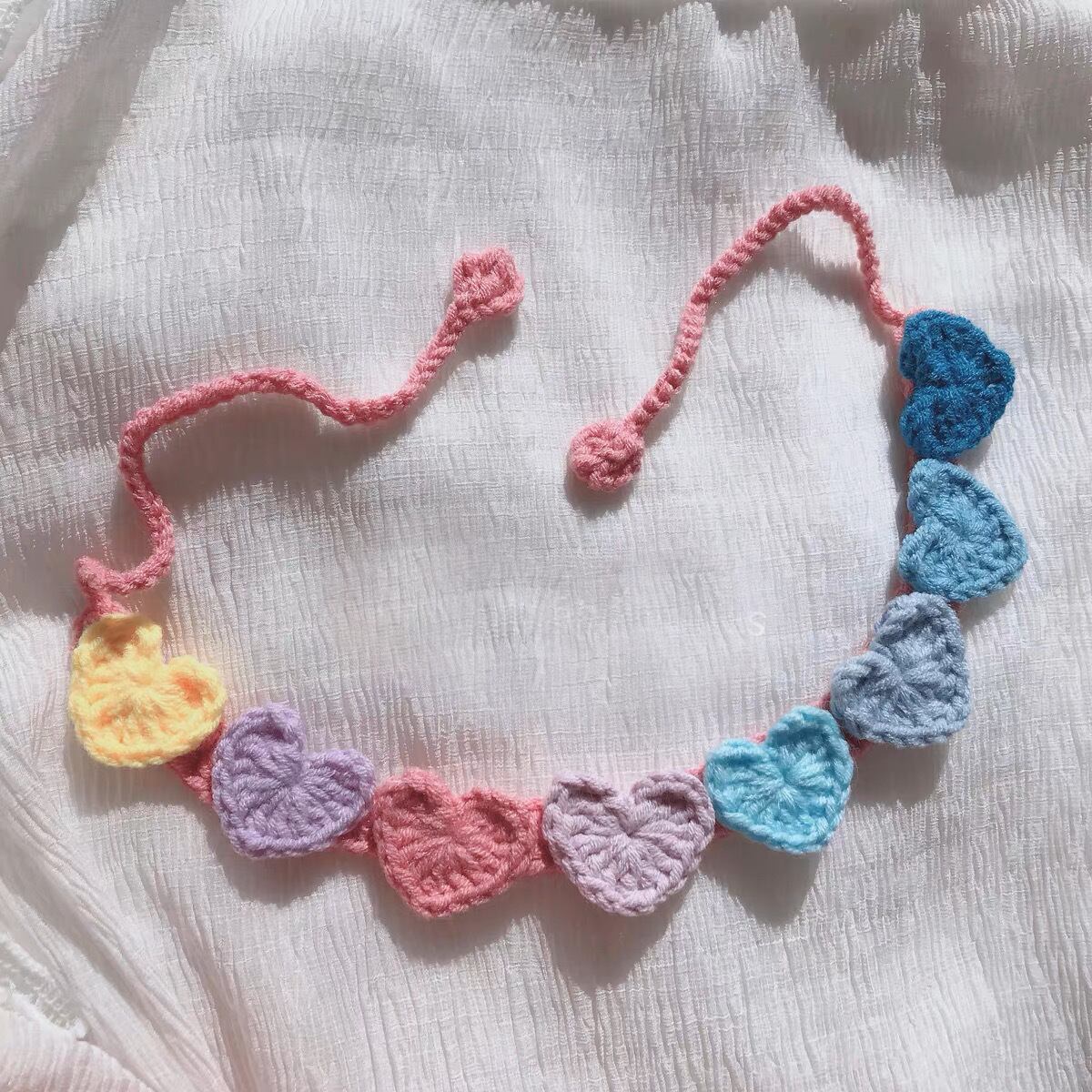 ハートニットチョーカー 猫 チョーカー 首輪 ハンドメイド