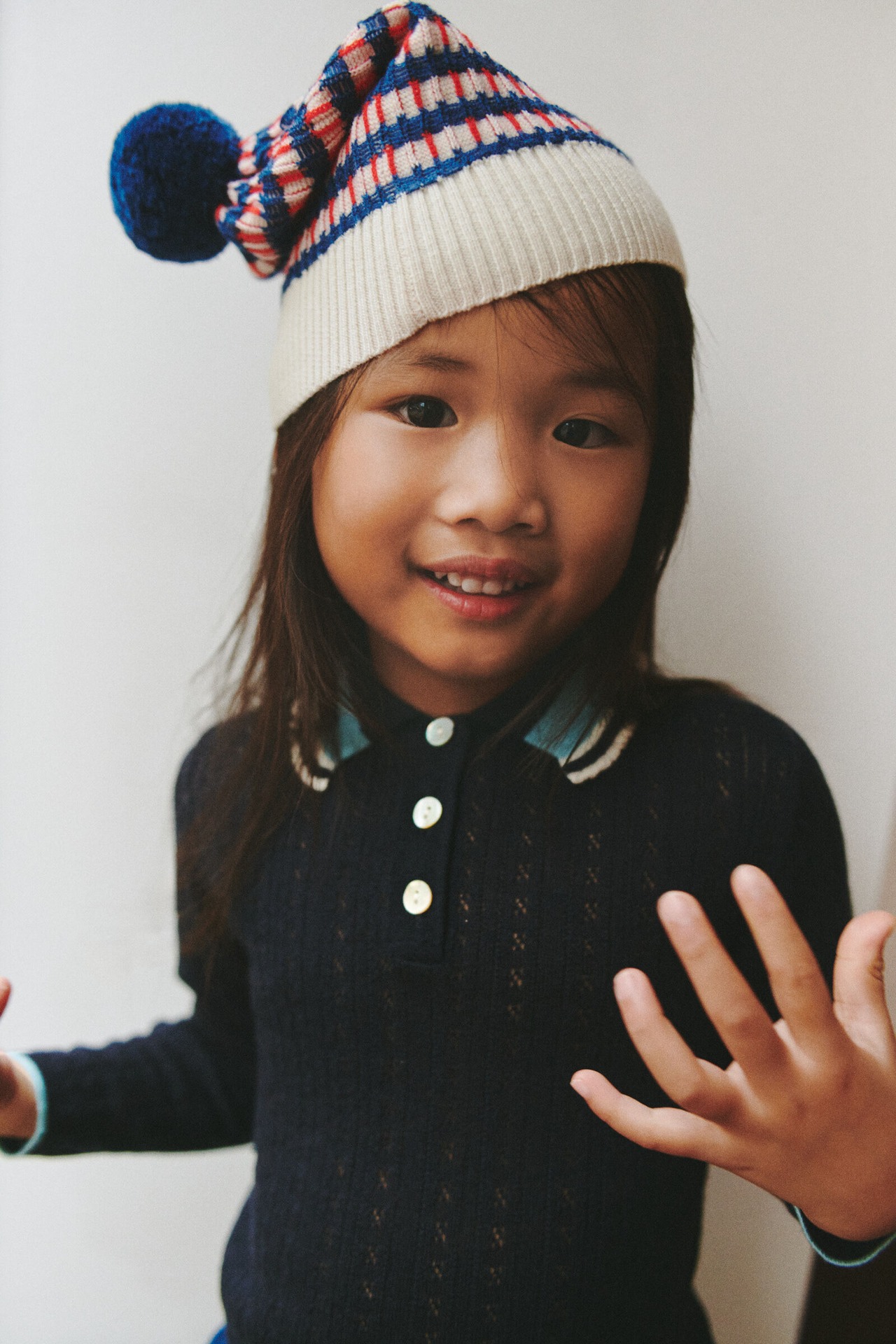 ＜FUB＞Kids マルチ ニットキャップ Multi Hat  (Ecru/Deep Indigo/Classic Red) - 3