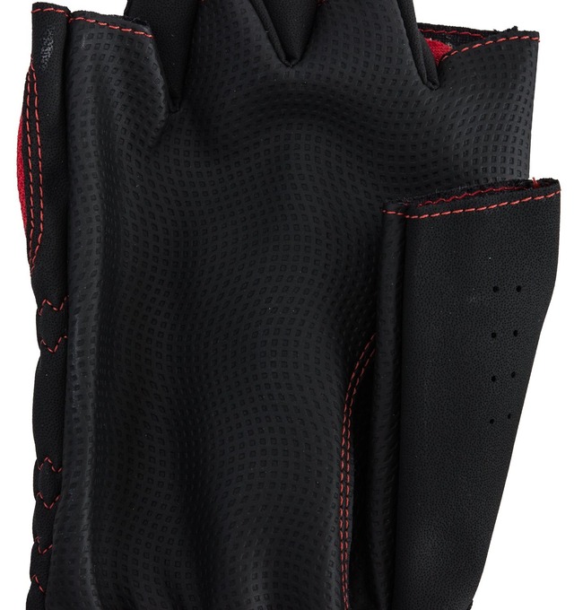 Lezax(レザックス) ドライブグローブ 半指合皮メッシュ すべり止め付き ブラック/レッド LZGL-6951