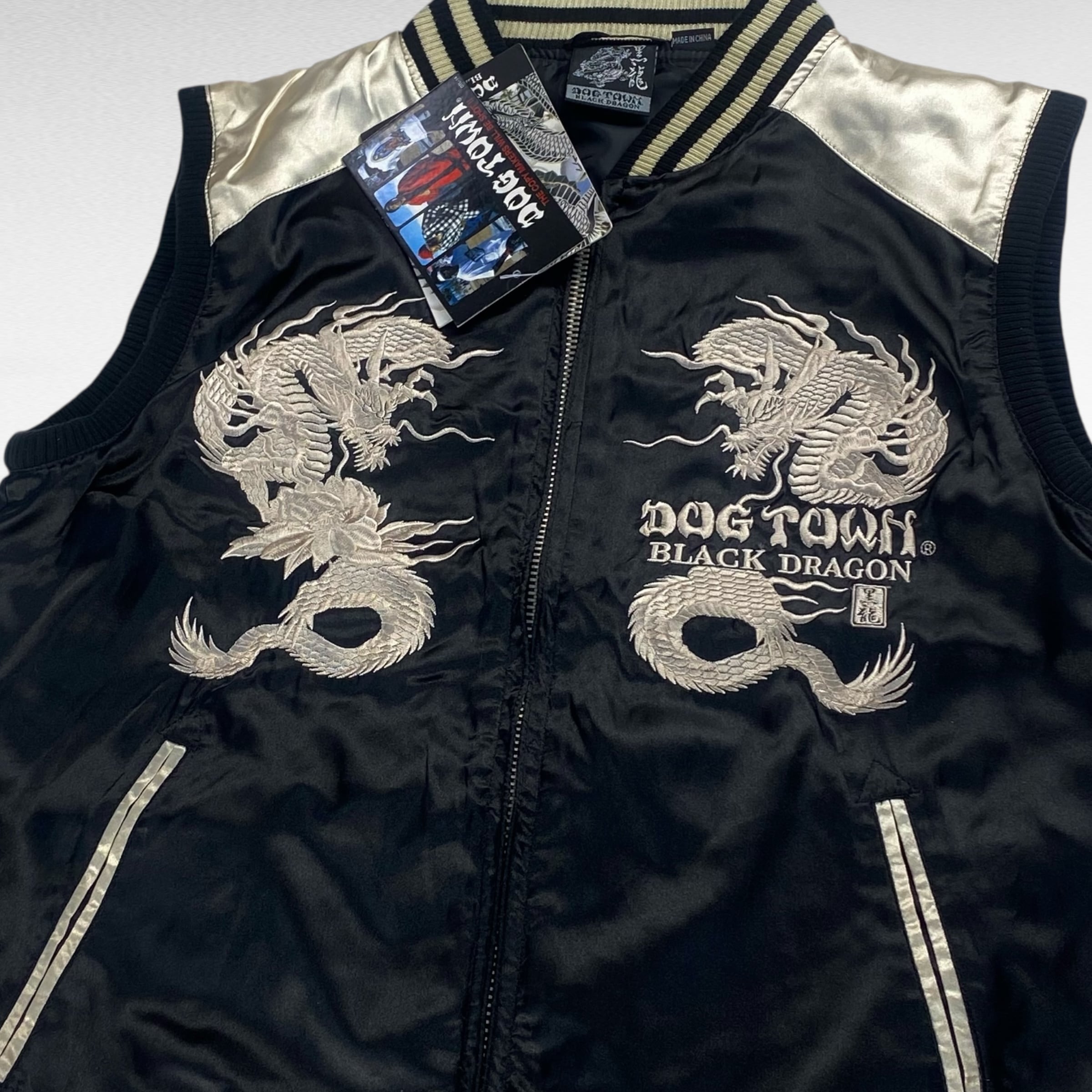 dead stock】 ドッグタウン 黒龍 スカジャンベスト 刺繍 S相当 dp6014