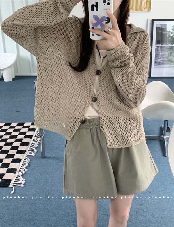 スタイルニットカーディガンオータム薄手セーター コート ジャケット ロング 秋物 モンロー1094354283